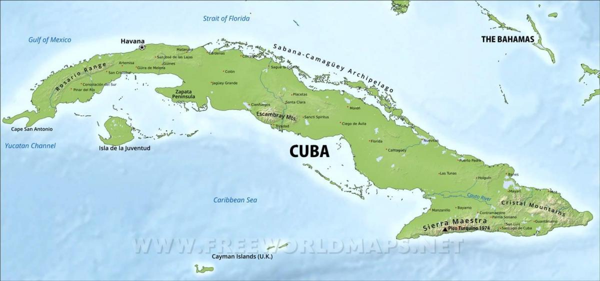 Bergen in Cuba kaart