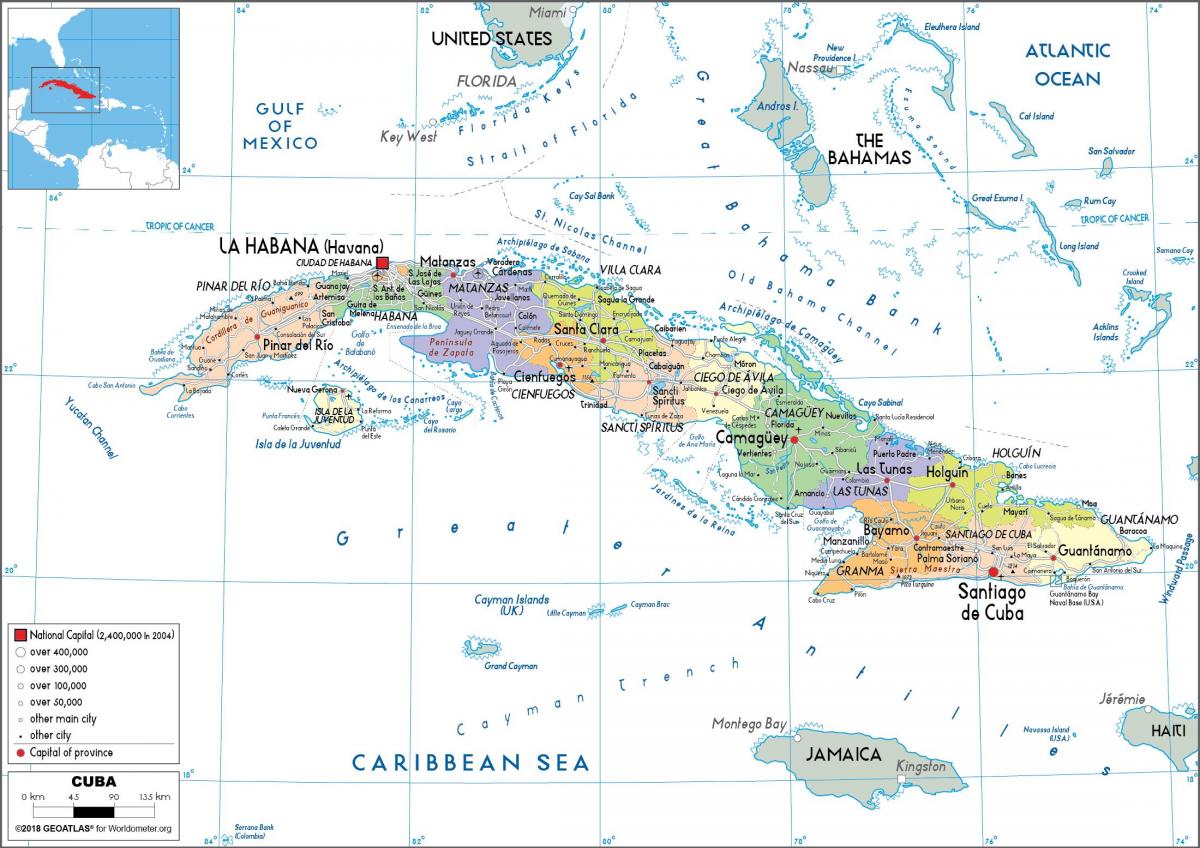 Cuba administratieve kaart