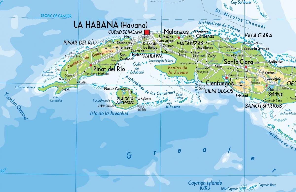 Kaart Noord-Cuba